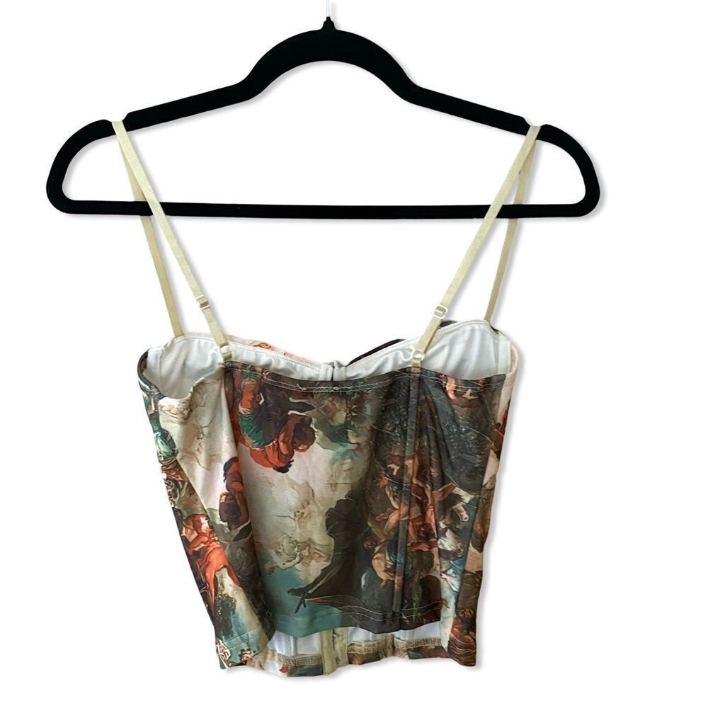 Superdown Ziva bustier top multicolor mesh Rococo hook front corset Revolve L - Picture 5 of 10